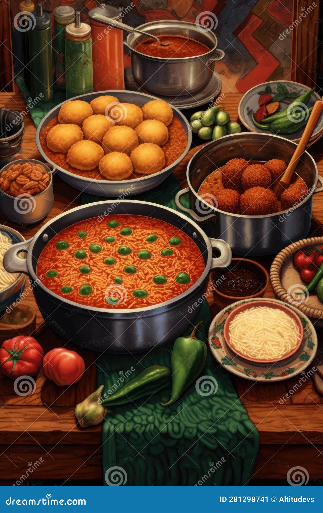 Traditional African American Foods on a Table Stock Illustration