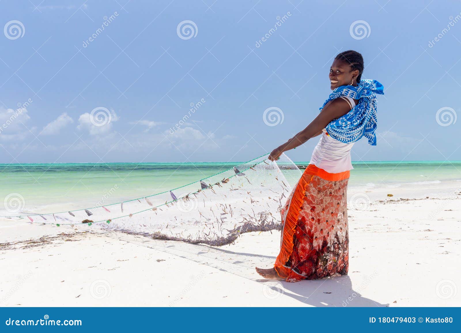 African Local Rural Fishing on Paje Beach, Zanzibar, Traditionally Dressed Local Woman Pulling Editorial Stock Photo Image of food, culture: 180479403