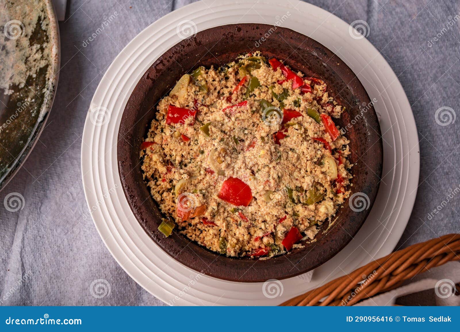 Traditional Albanian Food Known As Fergese, Made with Red Bell Pepper