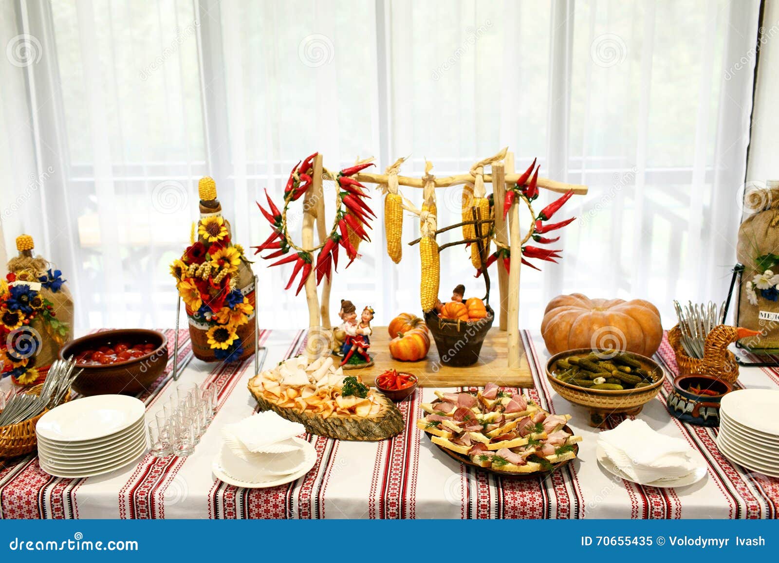 Traditional Alcohol and Appetizer on Wedding Table Stock Image Image