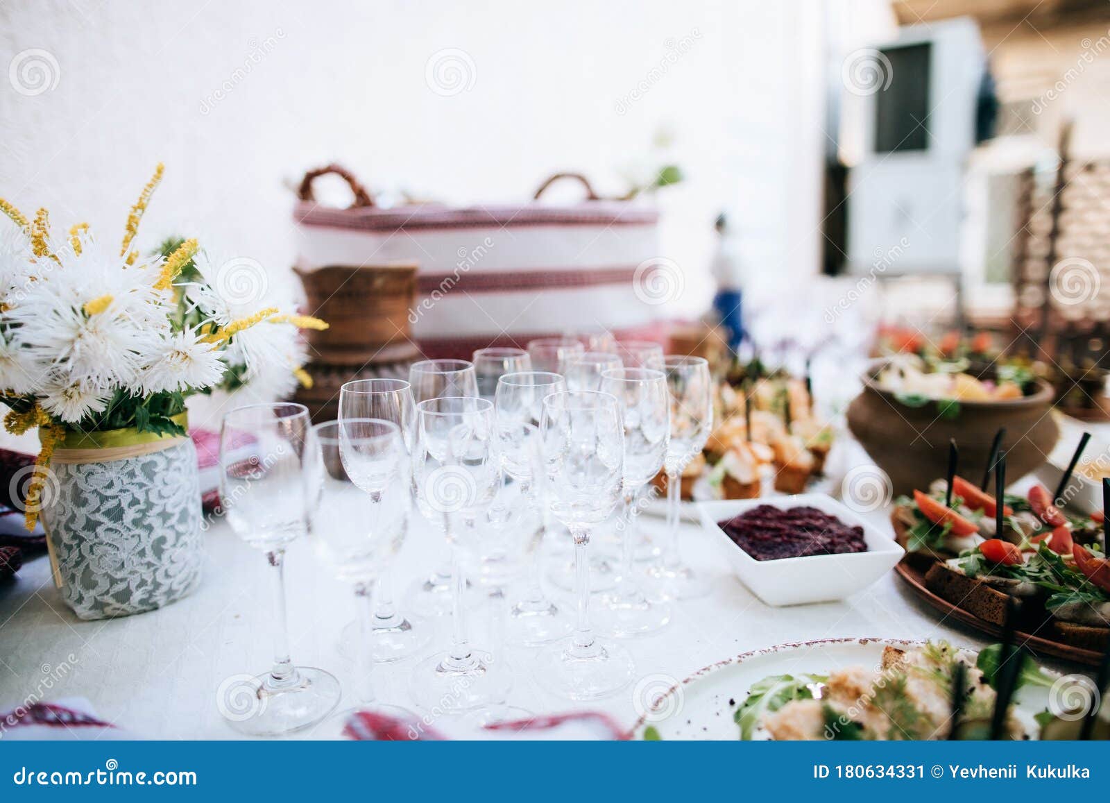 Traditional Alcohol Bar with Snacks at the Wedding Ceremony Stock Image