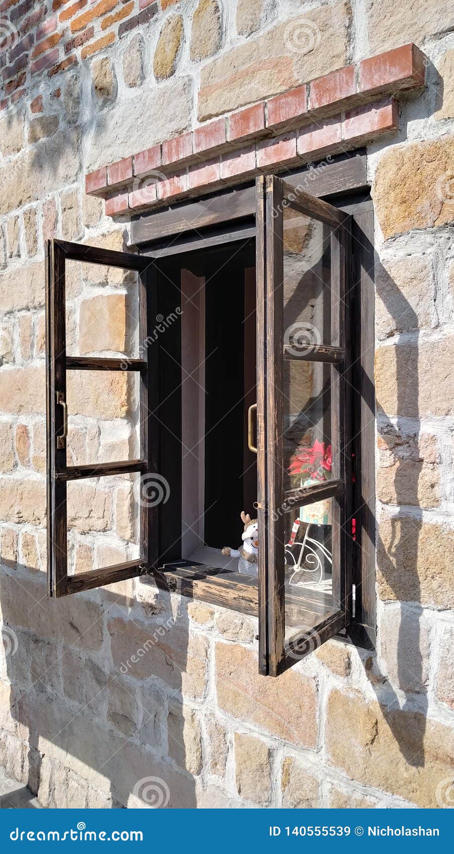 Traditional Ancient Gothic Style Window. Old Vintage Window on Stone Wall Stock Image Image of