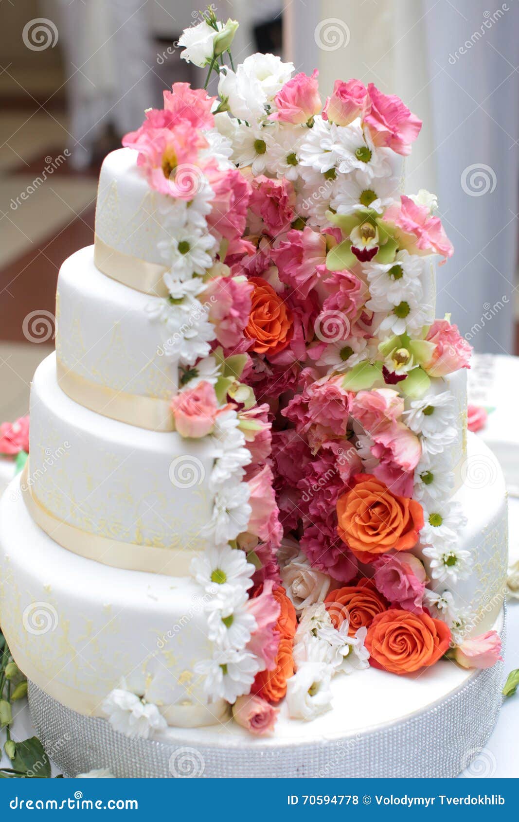 Traditional Anniversay Four-layer Cake Stock Photo - Image of ...