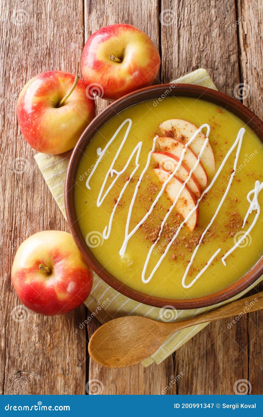 Traditional Apfelsuppe Austrian Spicy Apple Puree Soup Close-up in a ...