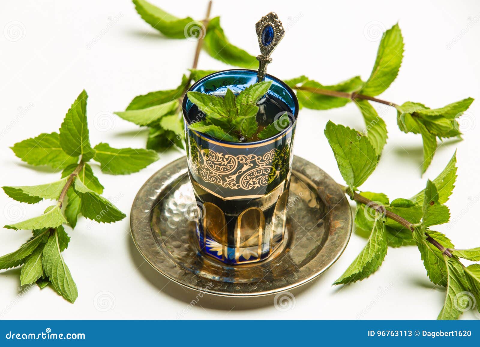 Traditional Arab Mint Tea, White Background Stock Image Image of