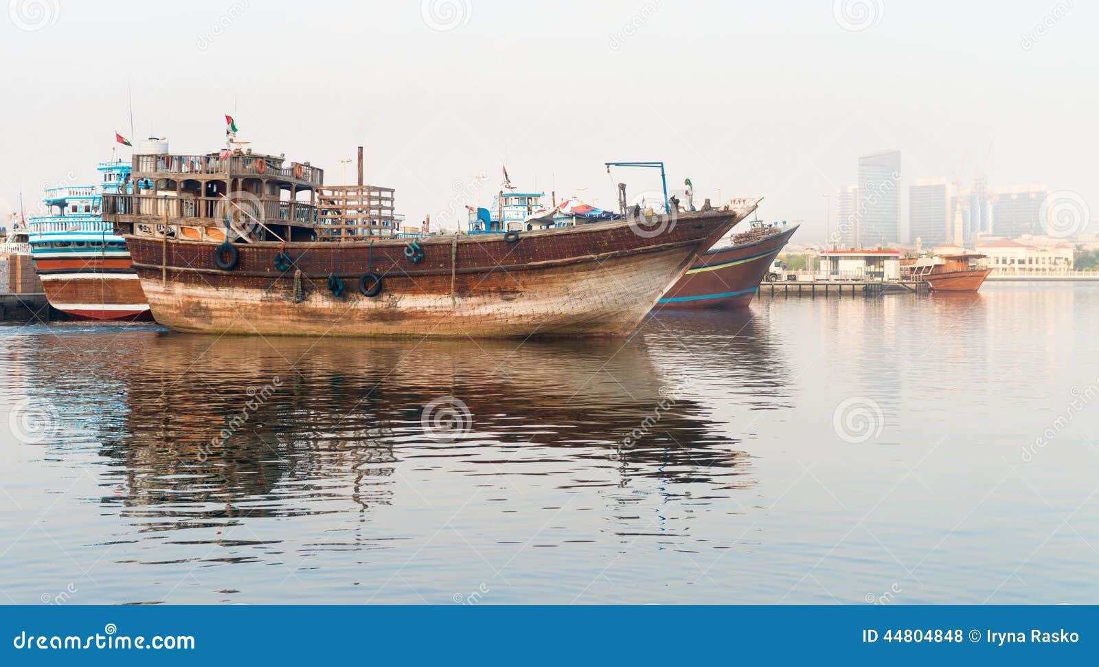 Traditional Arabian Dhows Wooden Boat Stock Photo - Image 