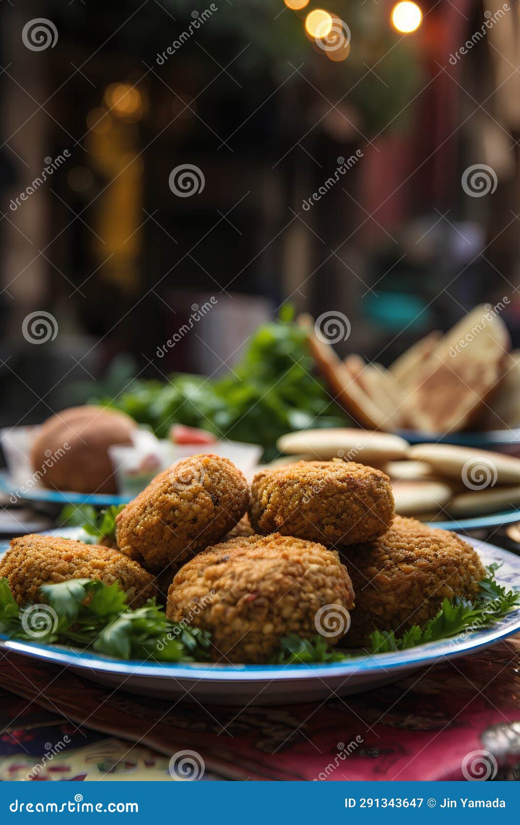 Traditional Arabic Breaded Falafel Balls on a Plate. Stock Illustration