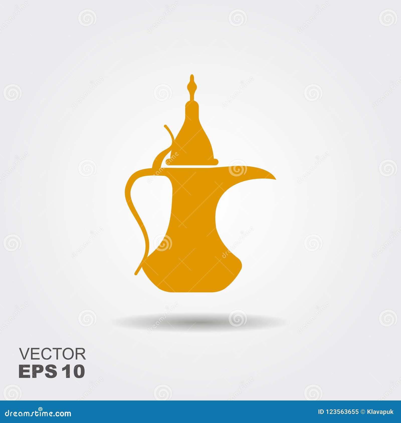 Traditional Arabic Coffee Pot. Flat Vector Icon Stock Vector