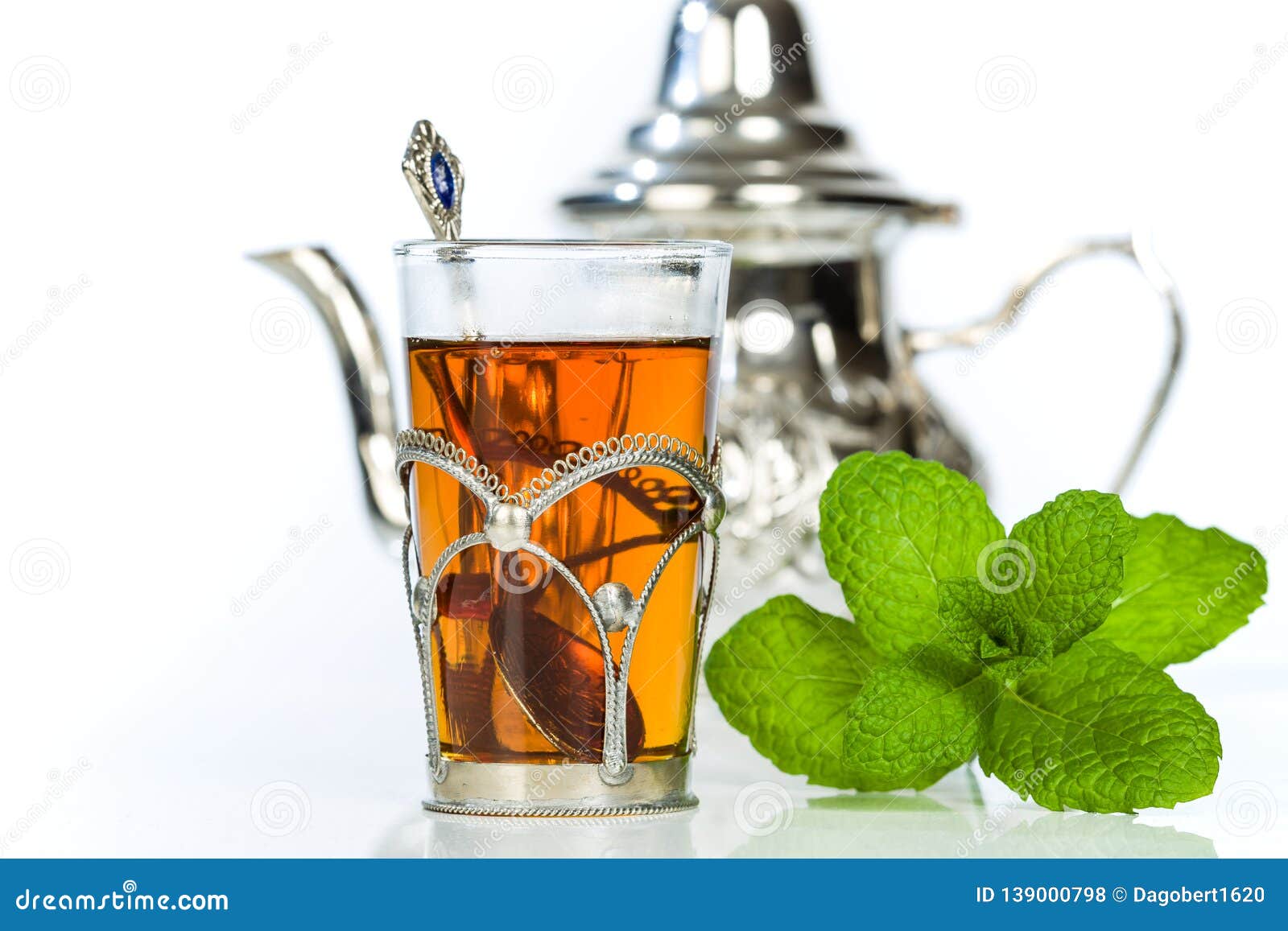 Traditional Arabic Mint Tea In The Typical Glass RoyaltyFree Stock