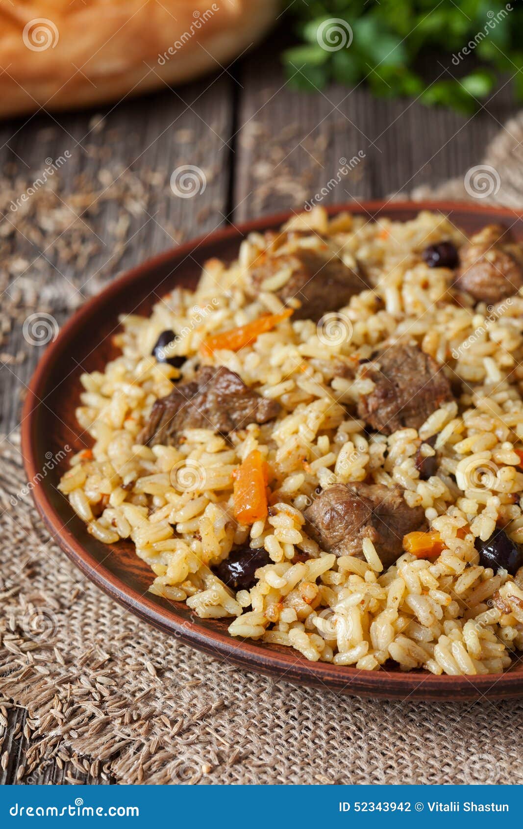Traditional Arabic Spicy Rice Food with Meat Stock Photo - Image of ...