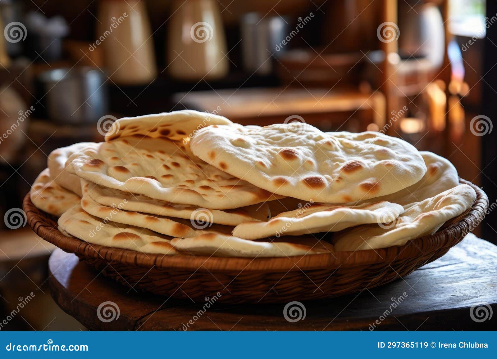 A Traditional Bakery Offering Fresh Pita Bread. Generative AI Stock
