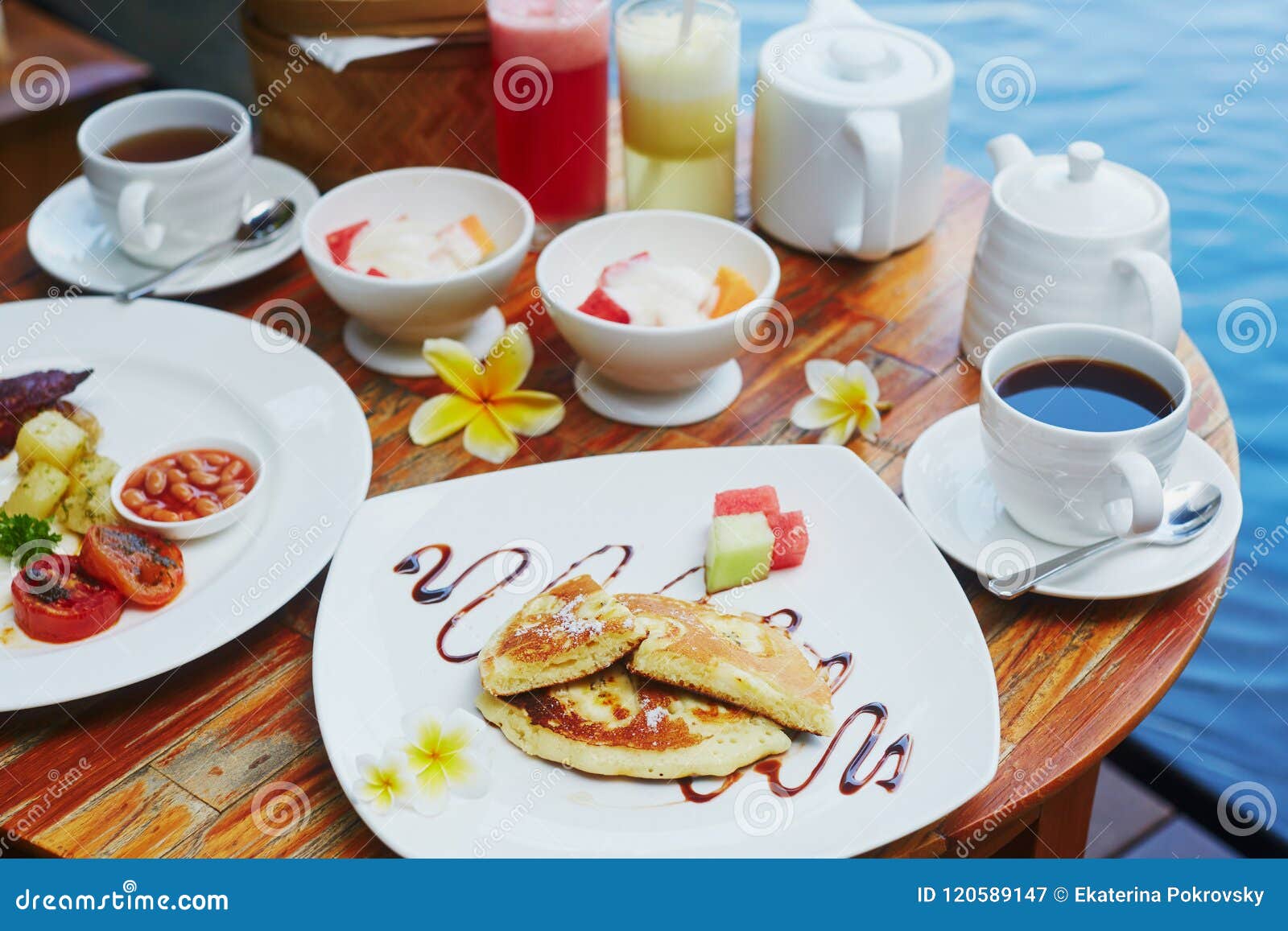 Traditional Balinese Breakfast Stock Image - Image of water, pool