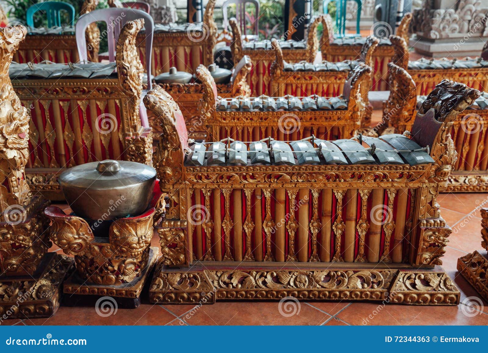 Traditional Balinese Music Instruments Ubud Bali  Stock 
