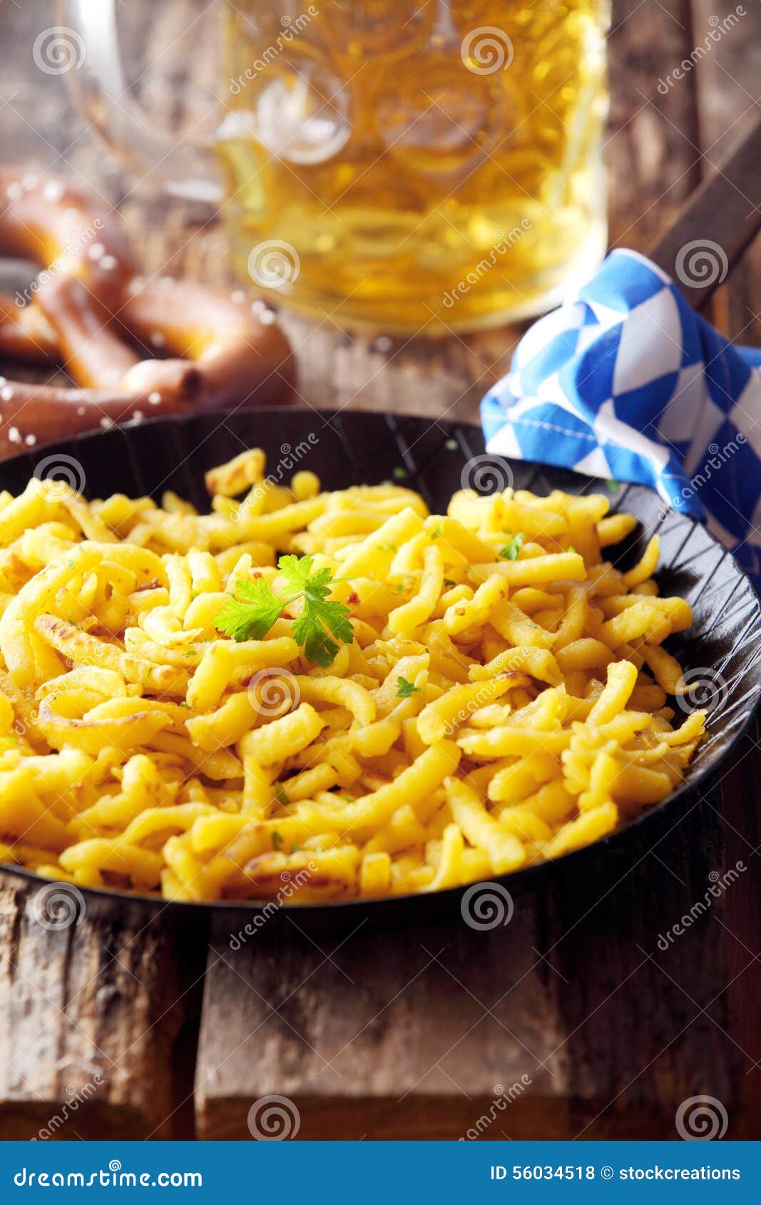 Traditional Bavarian Spaetzle Served with Beer Stock Photo - Image of ...