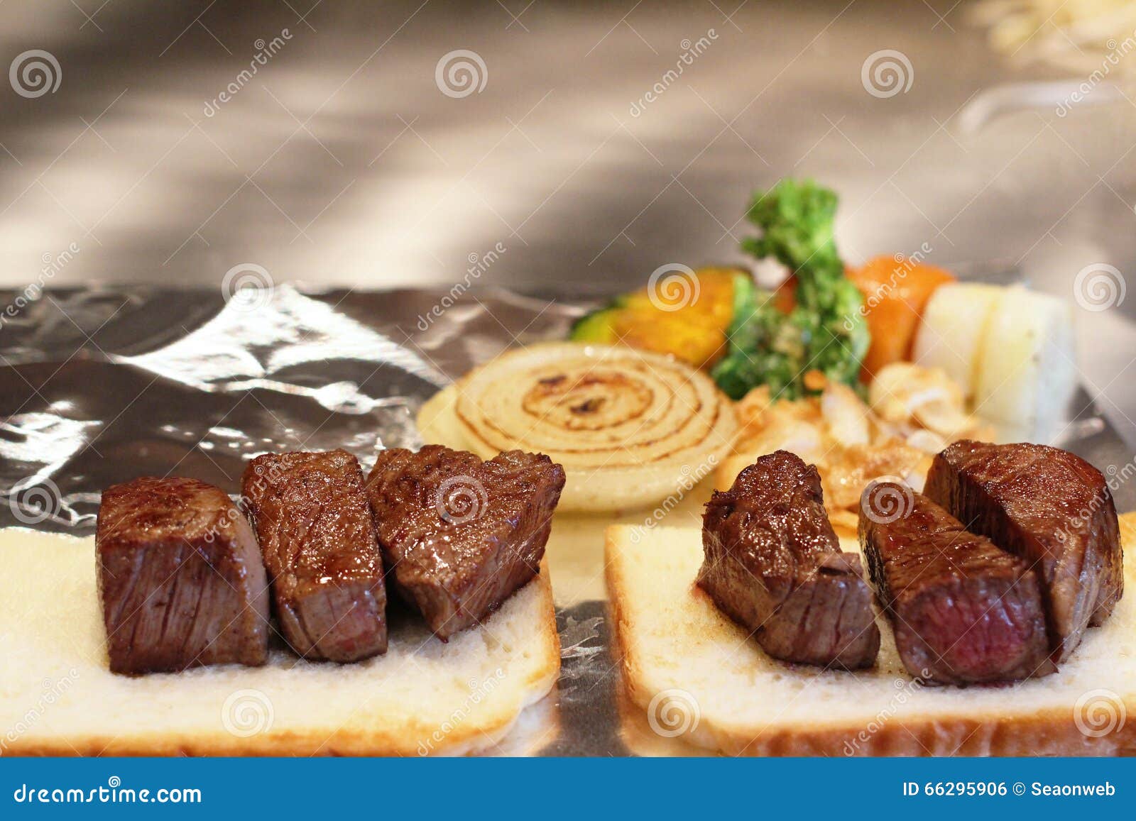 Traditional Beef Teppanyaki on a Hot Plate Stock Photo Image of