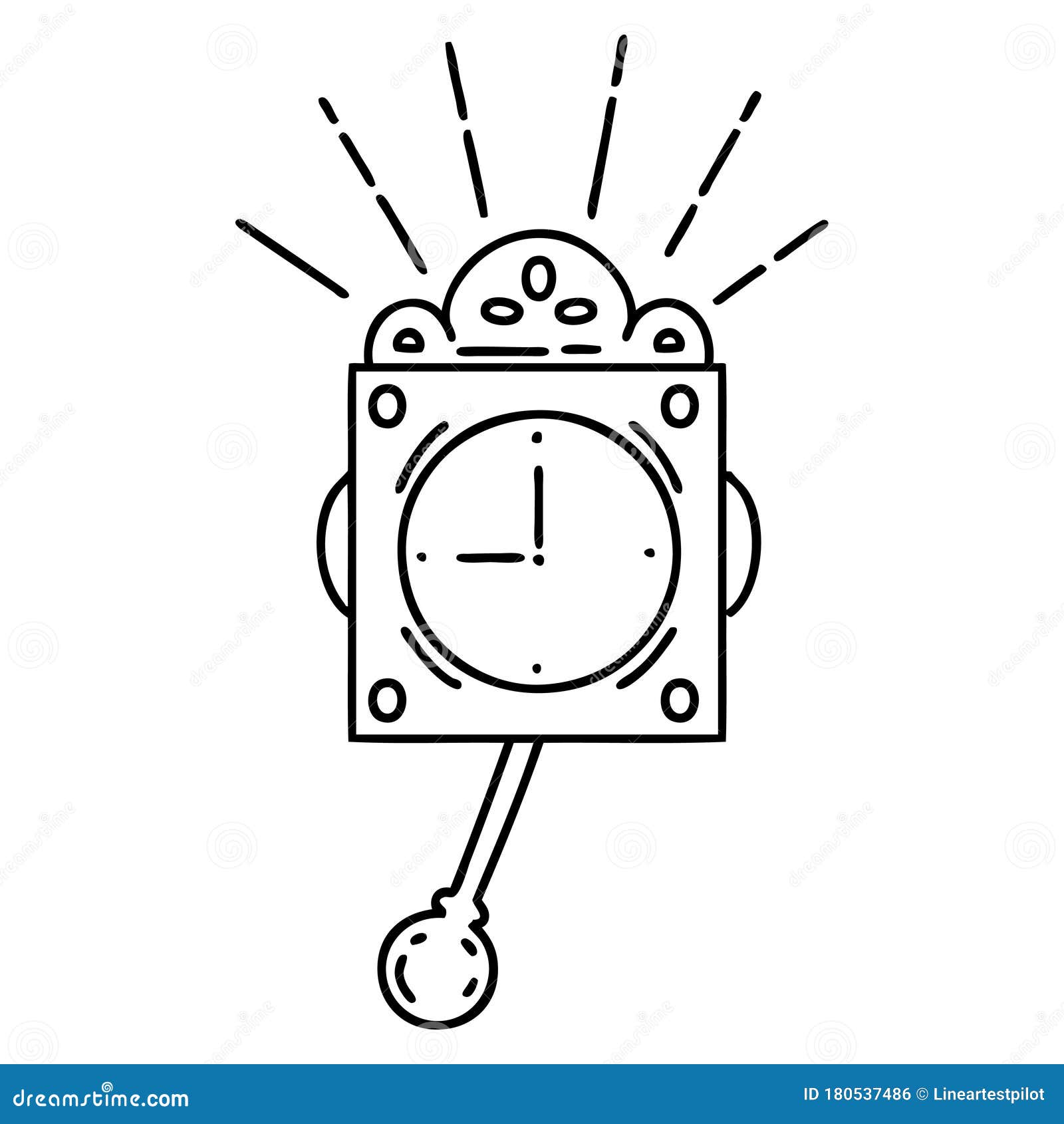 Traditional Black Line Work Tattoo Style Ticking Clock Stock Vector