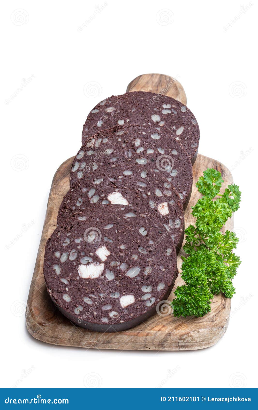 Traditional Black Pudding Sausage Slices Isolated on White Stock Image Image of irish, parsley
