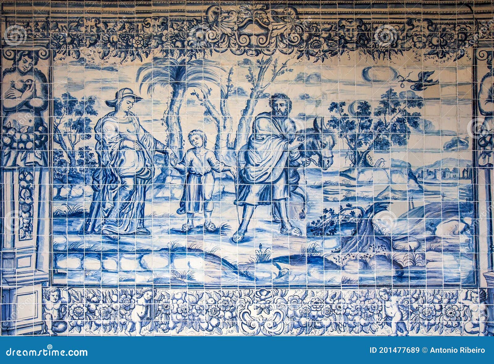 viseu blue tiles panel of the cathedral cloister