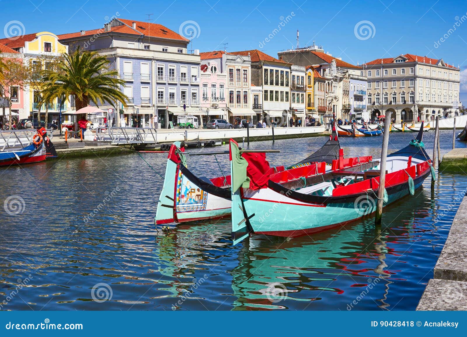 traditional boats on the canal in aveiro