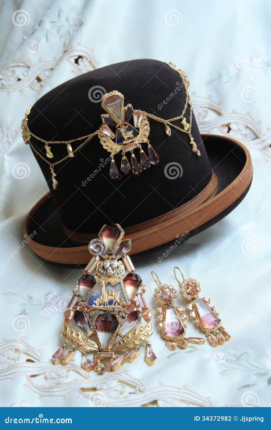 Traditional Bolivian Golden Jewelry Stock Photo - Image of closeup 