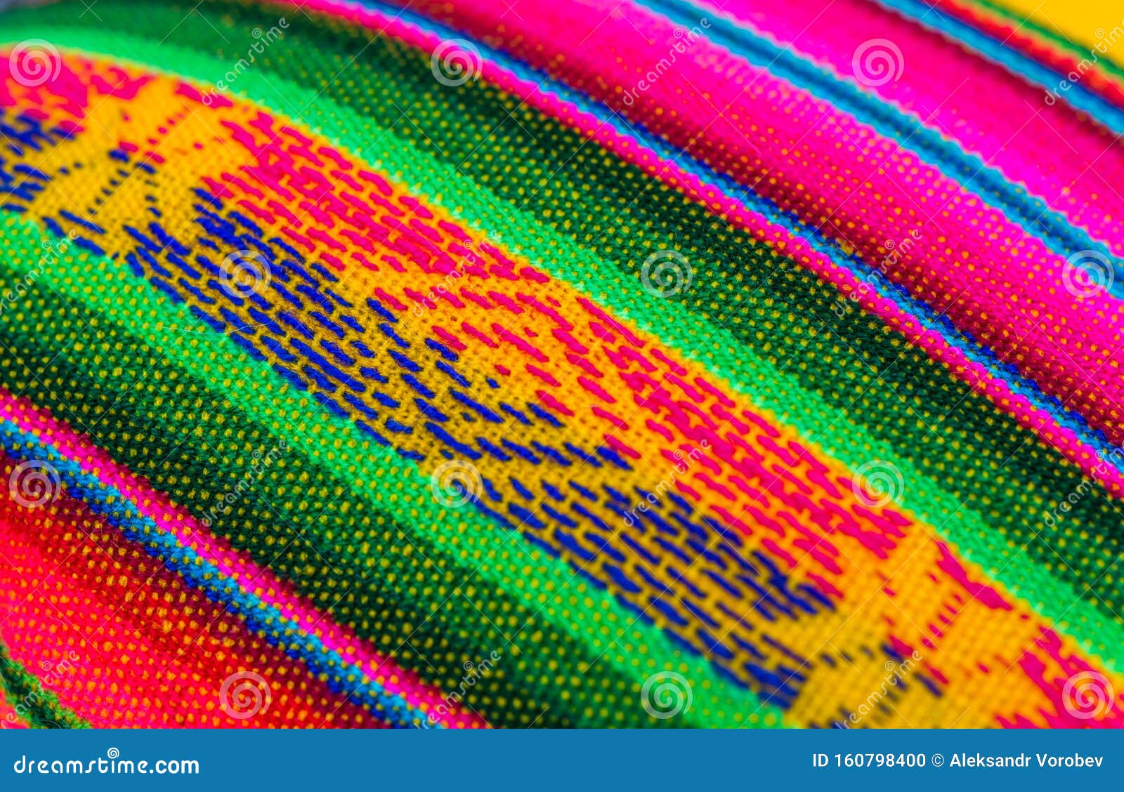 Traditional Bolivian, Peruvian, and Andean Colored Fabric. Stock Photo