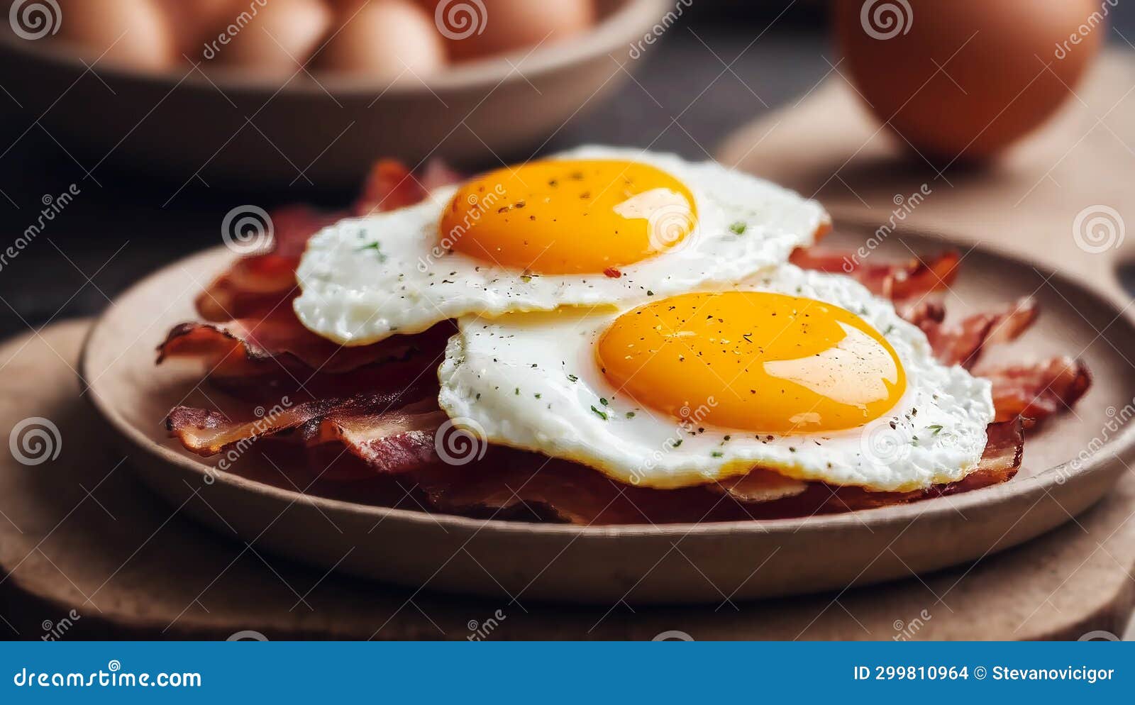 Traditional Breakfast, Eggs And Bacon, Generative Ai Royalty-Free