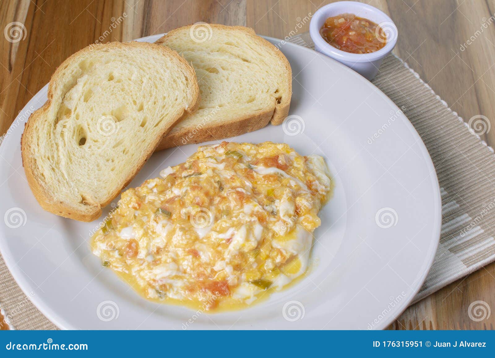 Traditional Breakfast of Fried Egg and Bread Slices Stock Image - Image