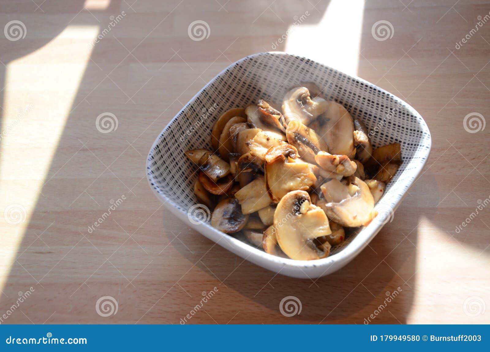 Traditional Recipe, English Breakfast Cooked Mushrooms Stock Photo