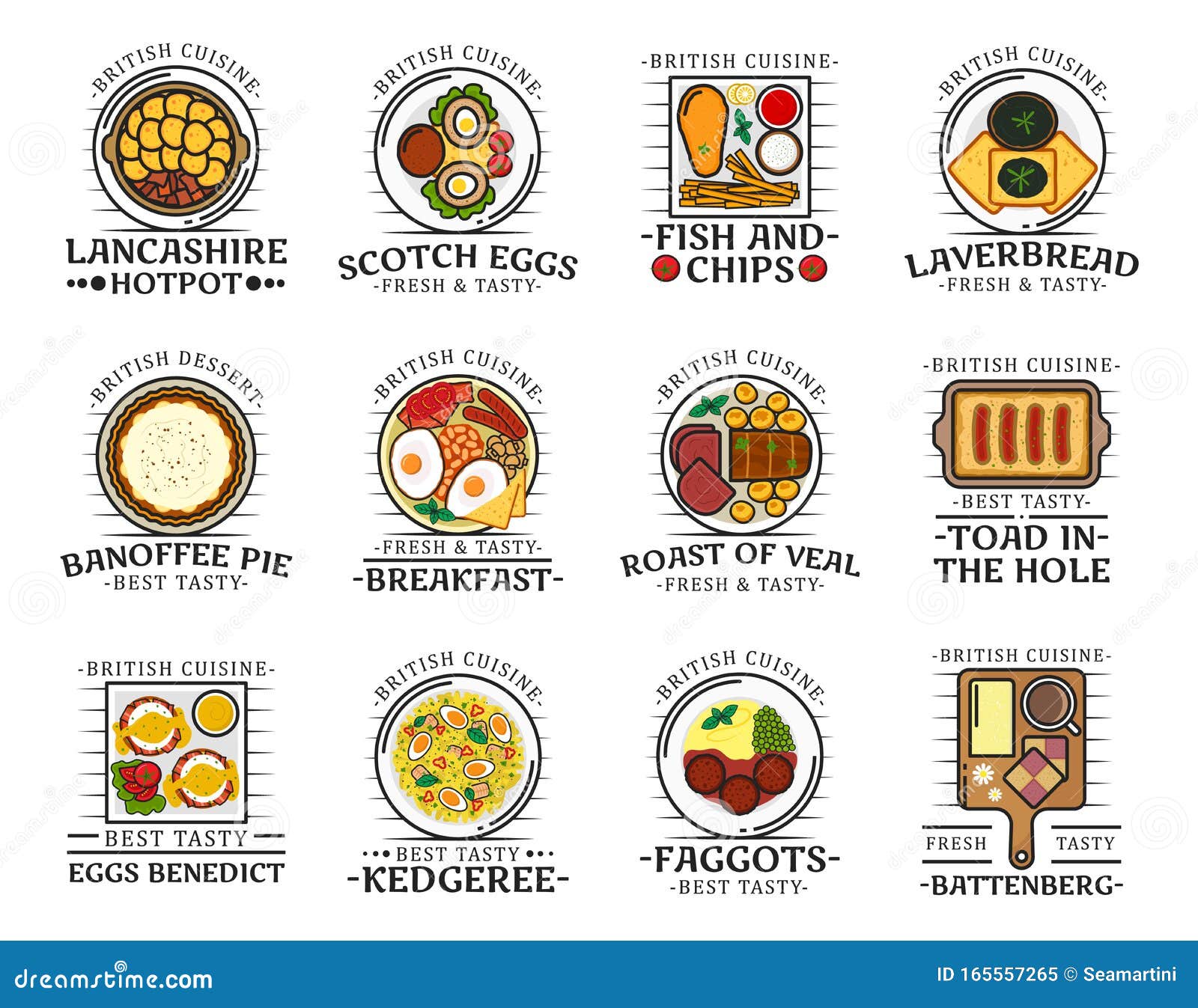 Traditional British Cuisine Food Dishes Bar Menu Stock Vector Illustration Of Icon Dish 165557265