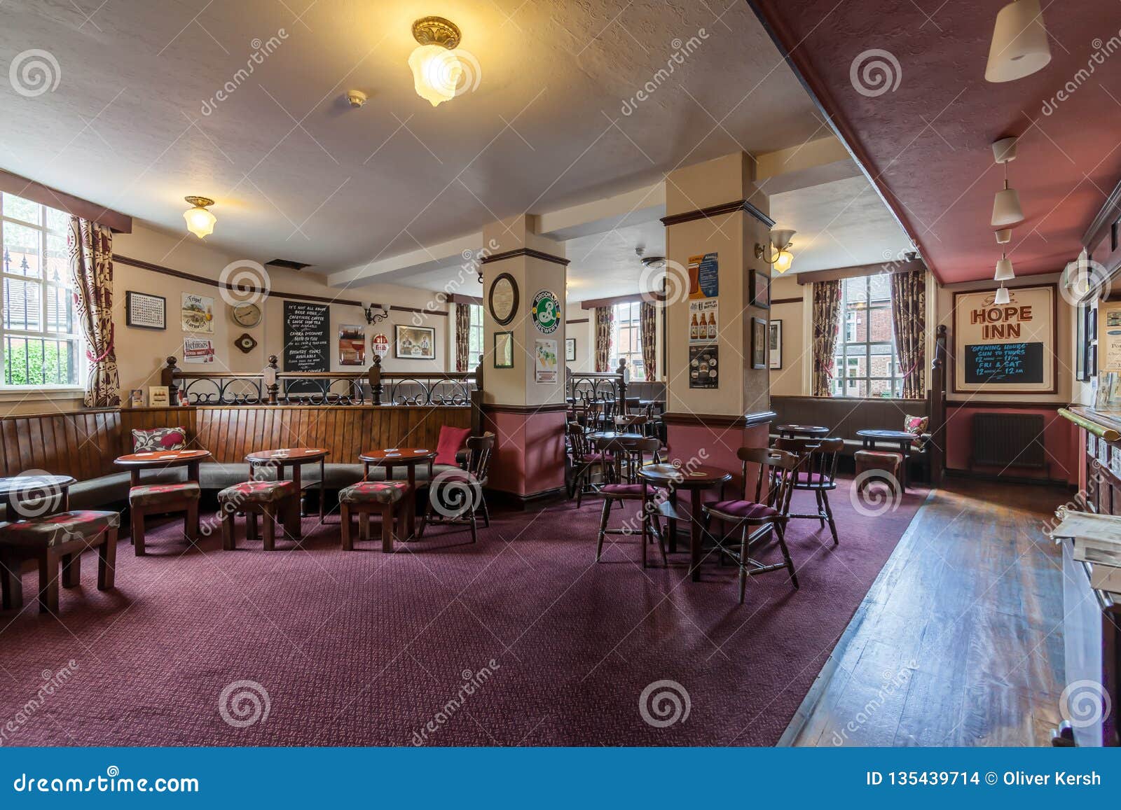 Traditional British Pub Interior Editorial Stock Image