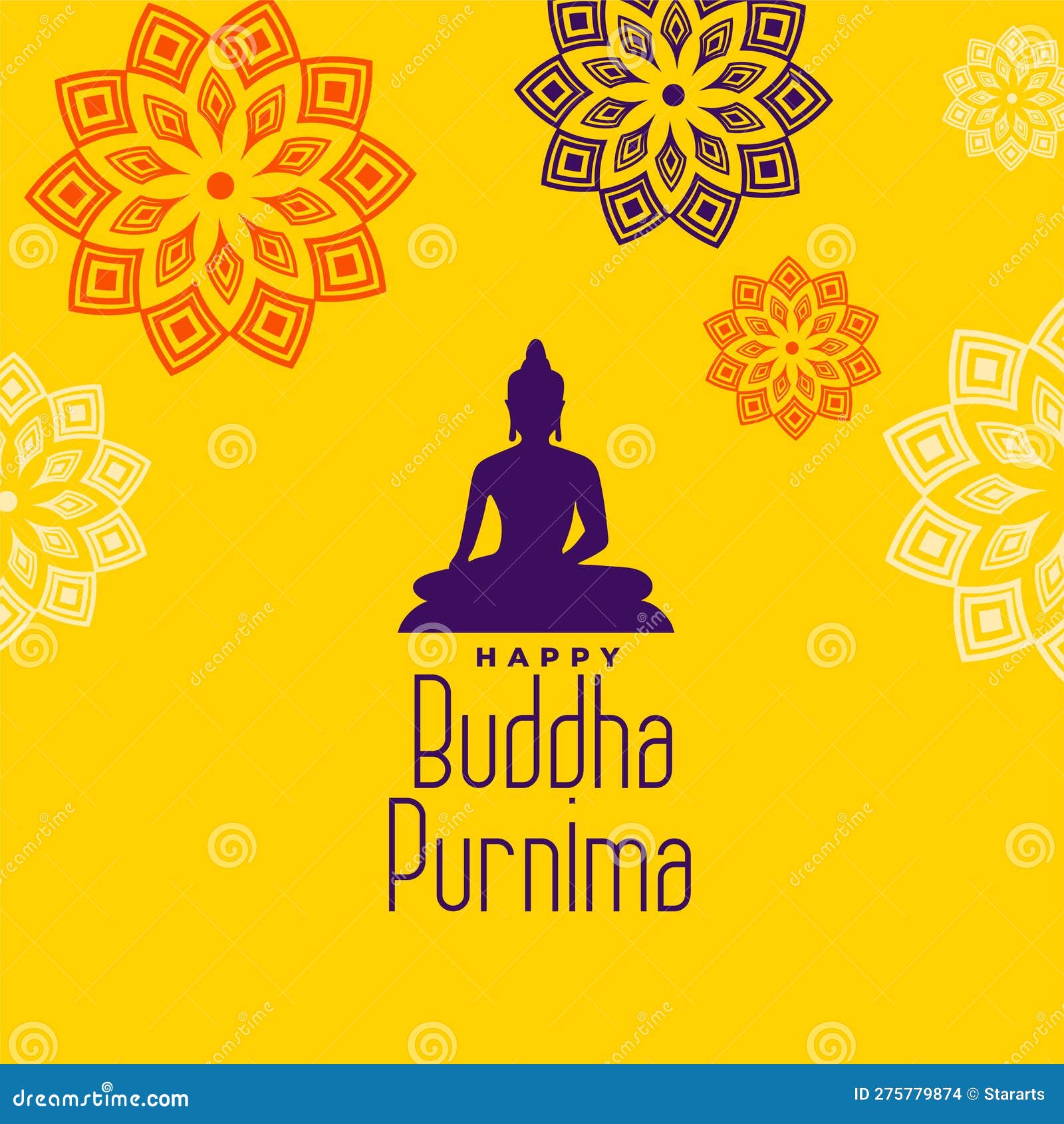 Traditional Buddha Purnima Yellow Background For Devotion And Worship