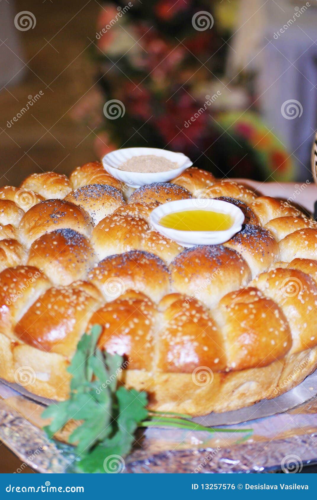 Traditional Bulgarian Bread Stock Photo Image of decorated, seeds
