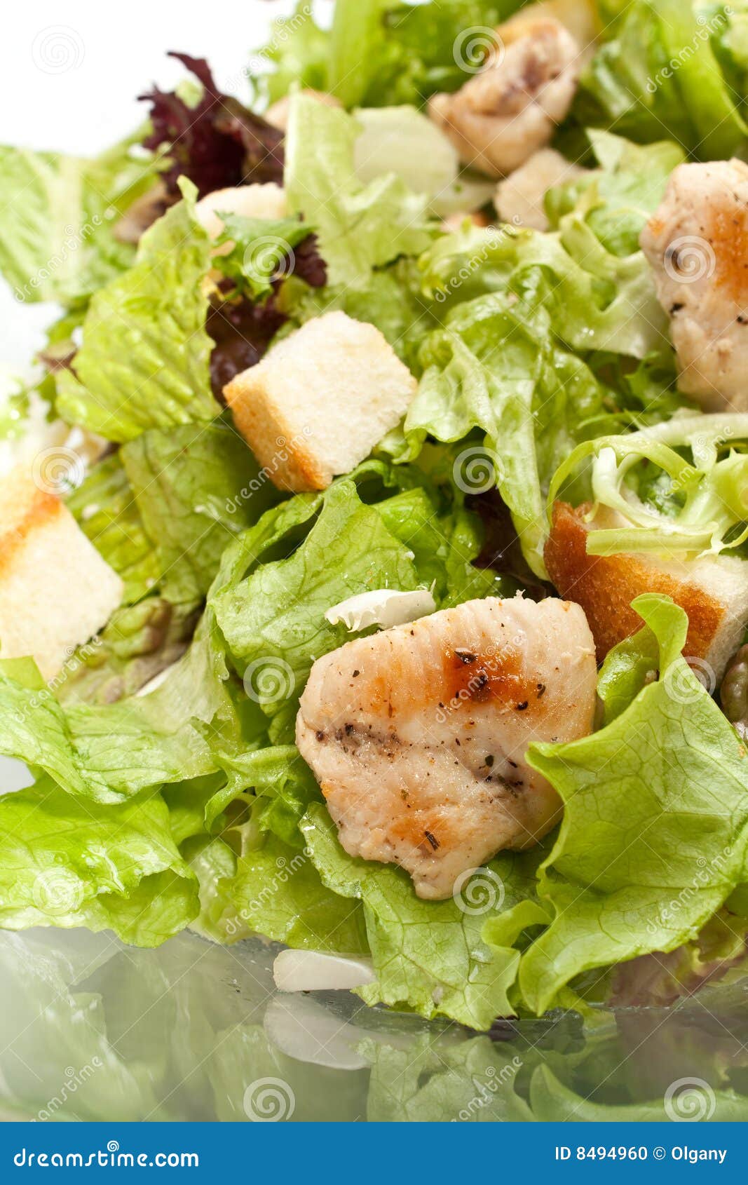 Traditional caesar salad stock photo. Image of cubes, cracker 8494960