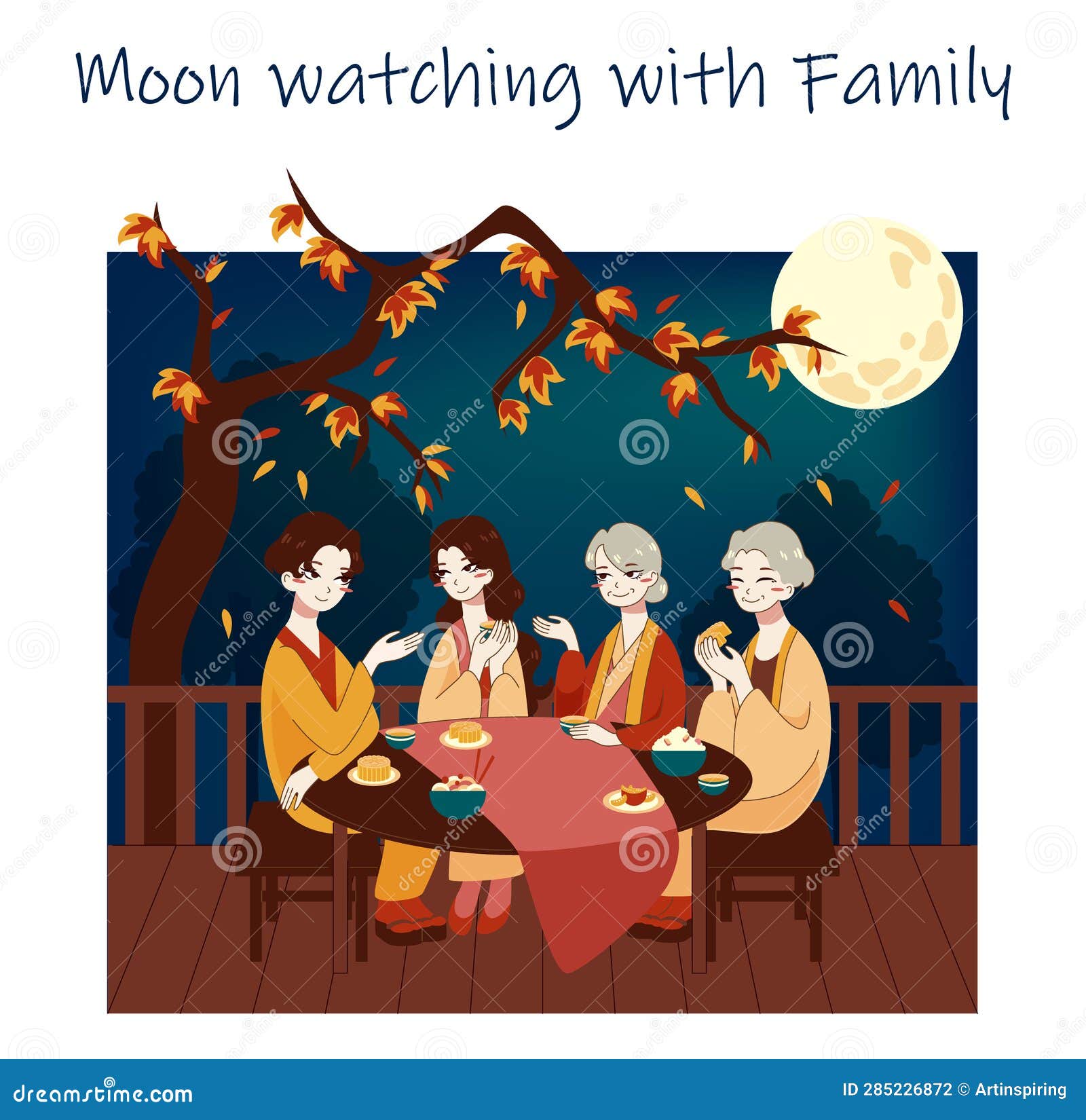 Mid-autumn or moon reunion festival greeting card Vector Image