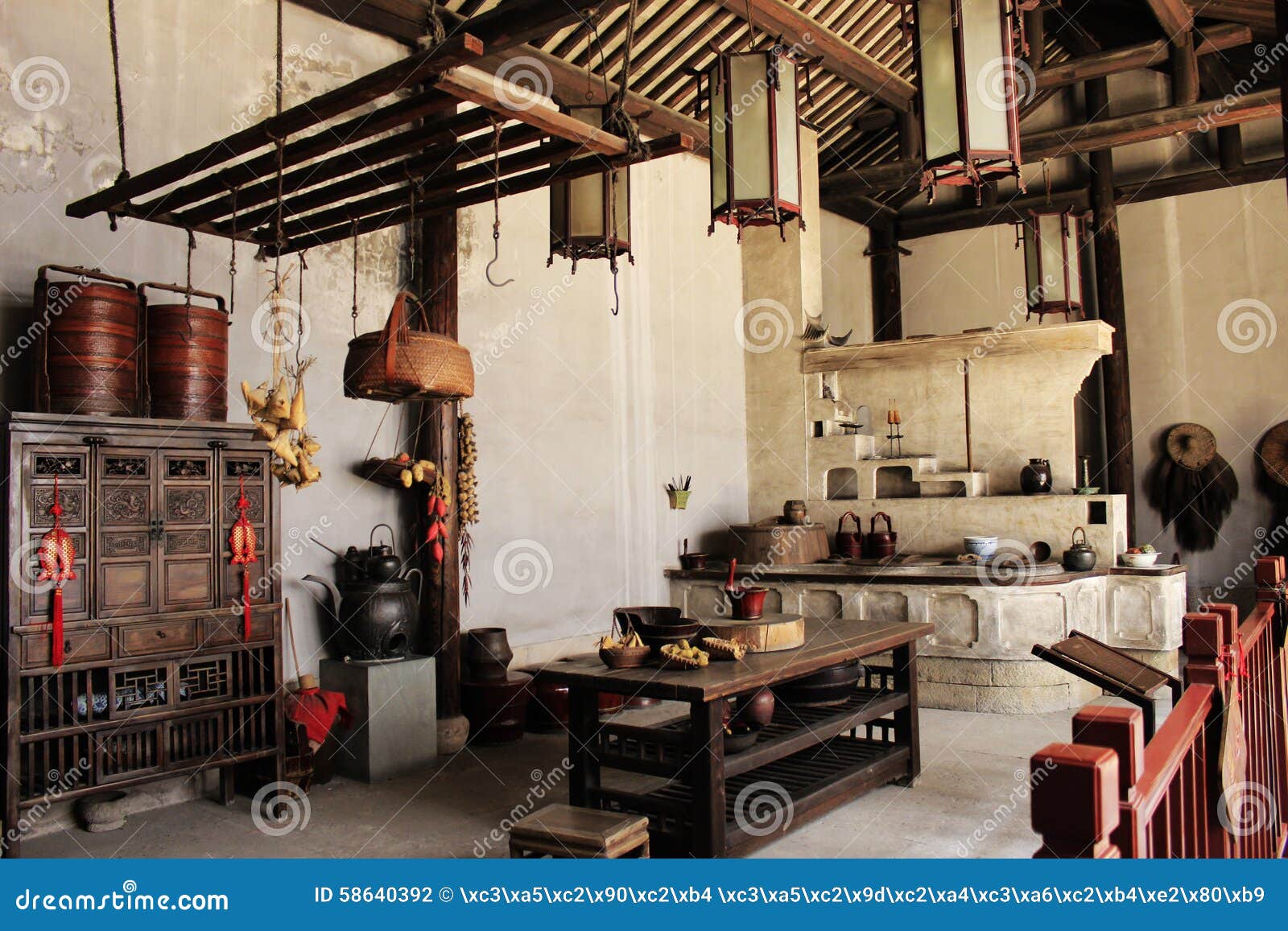 Traditional Chinese Kitchen Stock Photo Image 58640392