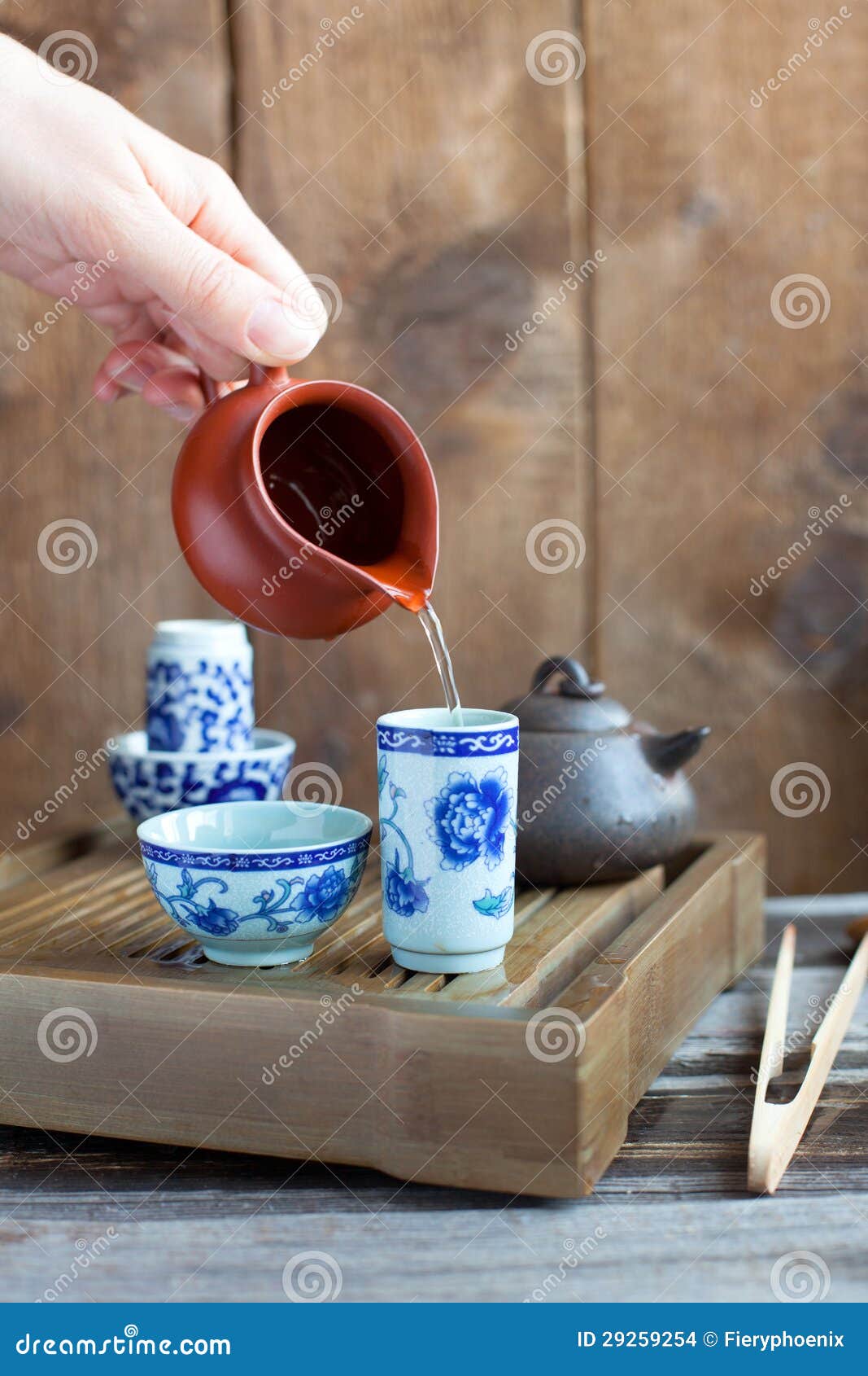 Traditional Chinese Tea Ceremony Accessories on the Tea Table Stock