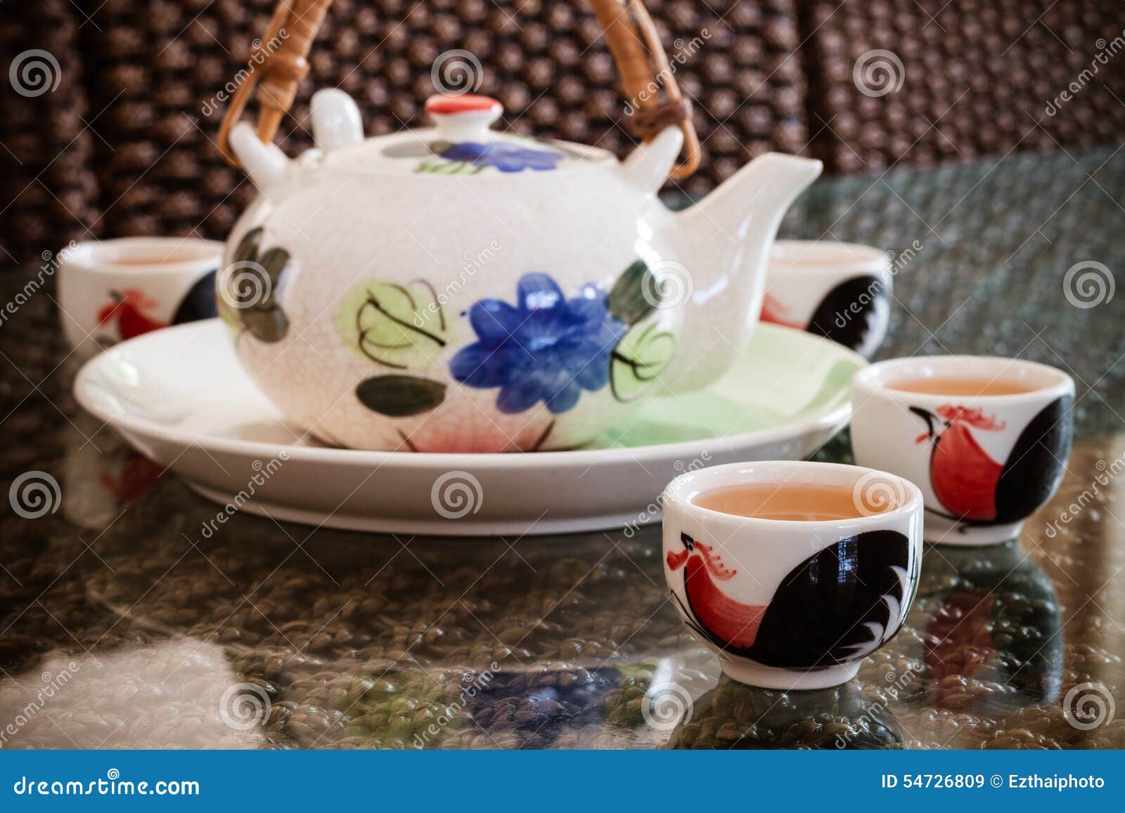 Traditional Chinese Tea Cups and Tea Pot Stock Image Image of morning