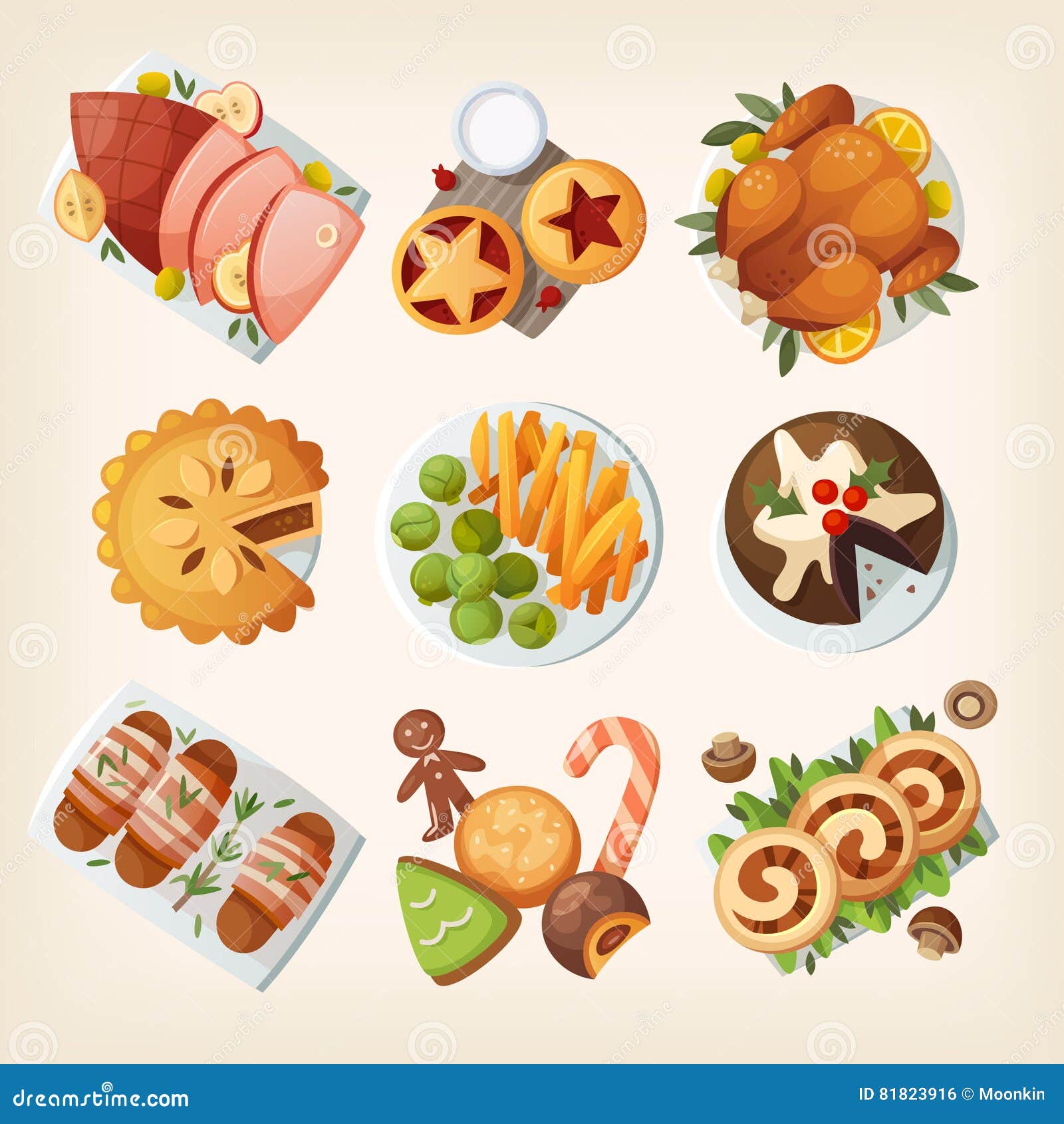 Traditional christmas food stock vector. Illustration of chicken - 81823916