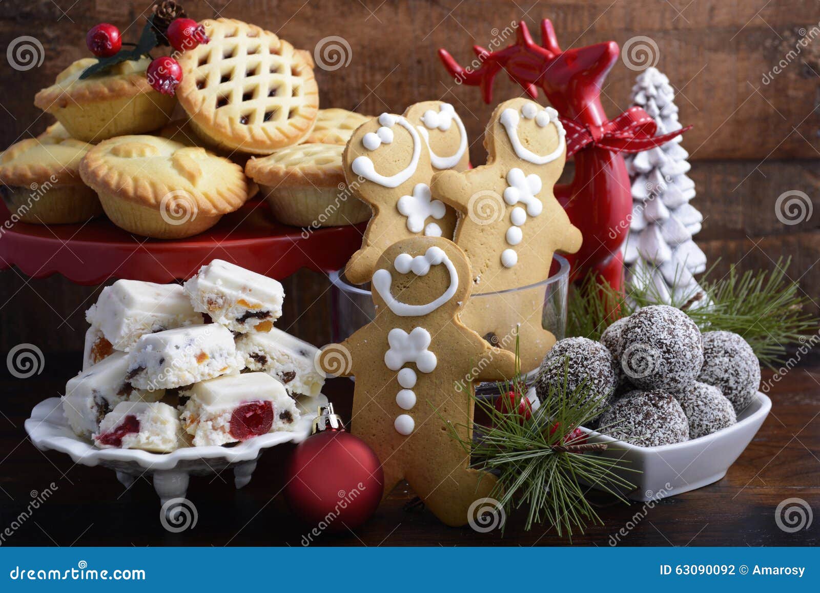 Set of festive food and decorations for christmas Vector Image