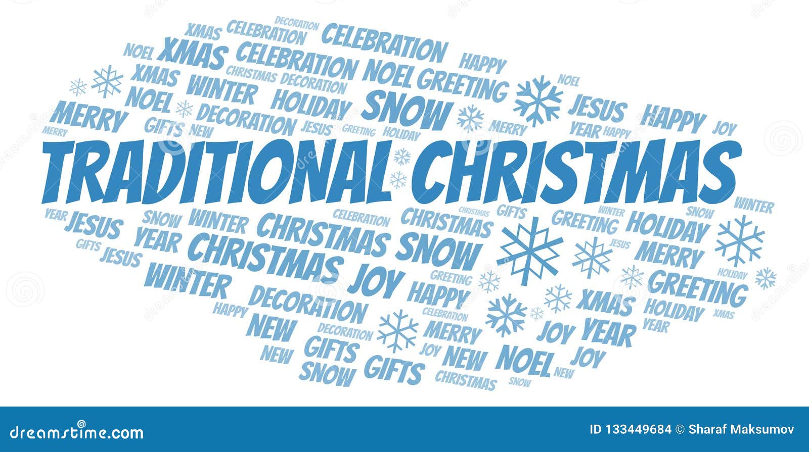 Traditional Christmas Word Cloud Stock Illustration Illustration of