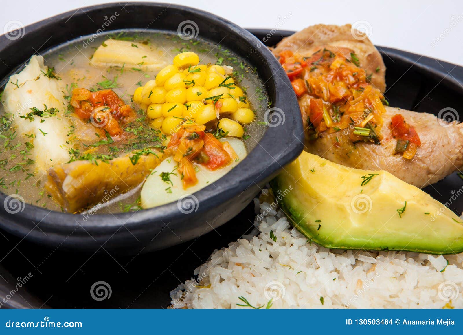 traditional colombian soup from the region of valle del cauca called sancocho