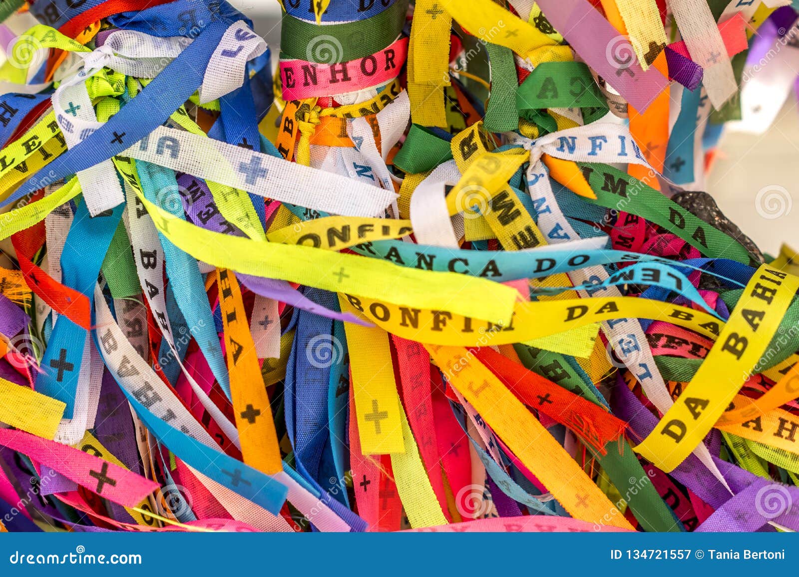 traditional colored ribbons called bonfim in bahia, brazil