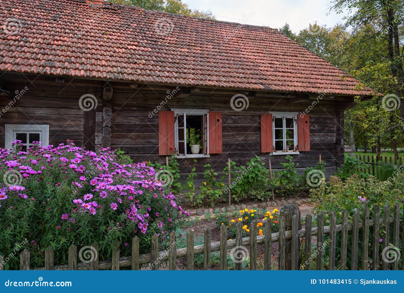 traditional country house and garden rumsiskes lithuania