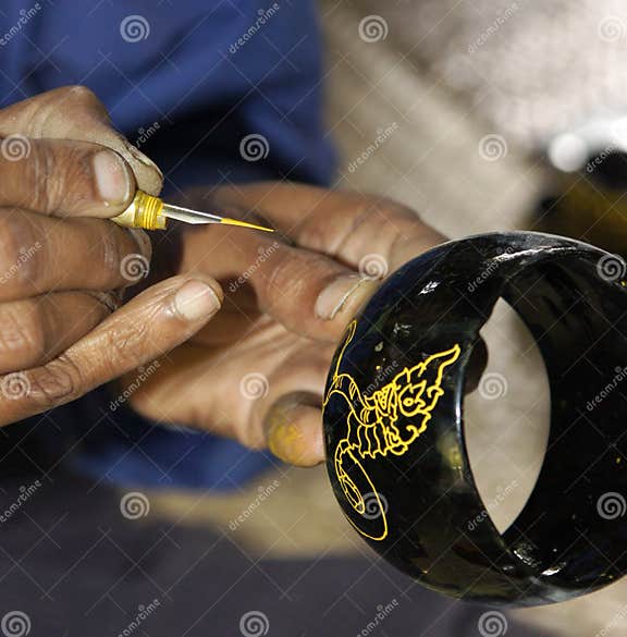 Traditional Craft Work Painting on Object Called L Stock Photo Image