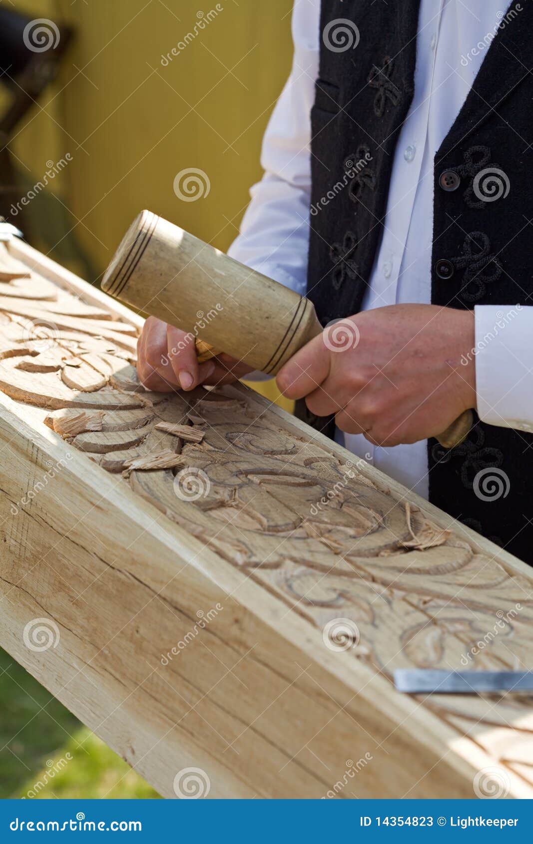 Traditional Craftsman Carving Wood Stock Image Image of closeup