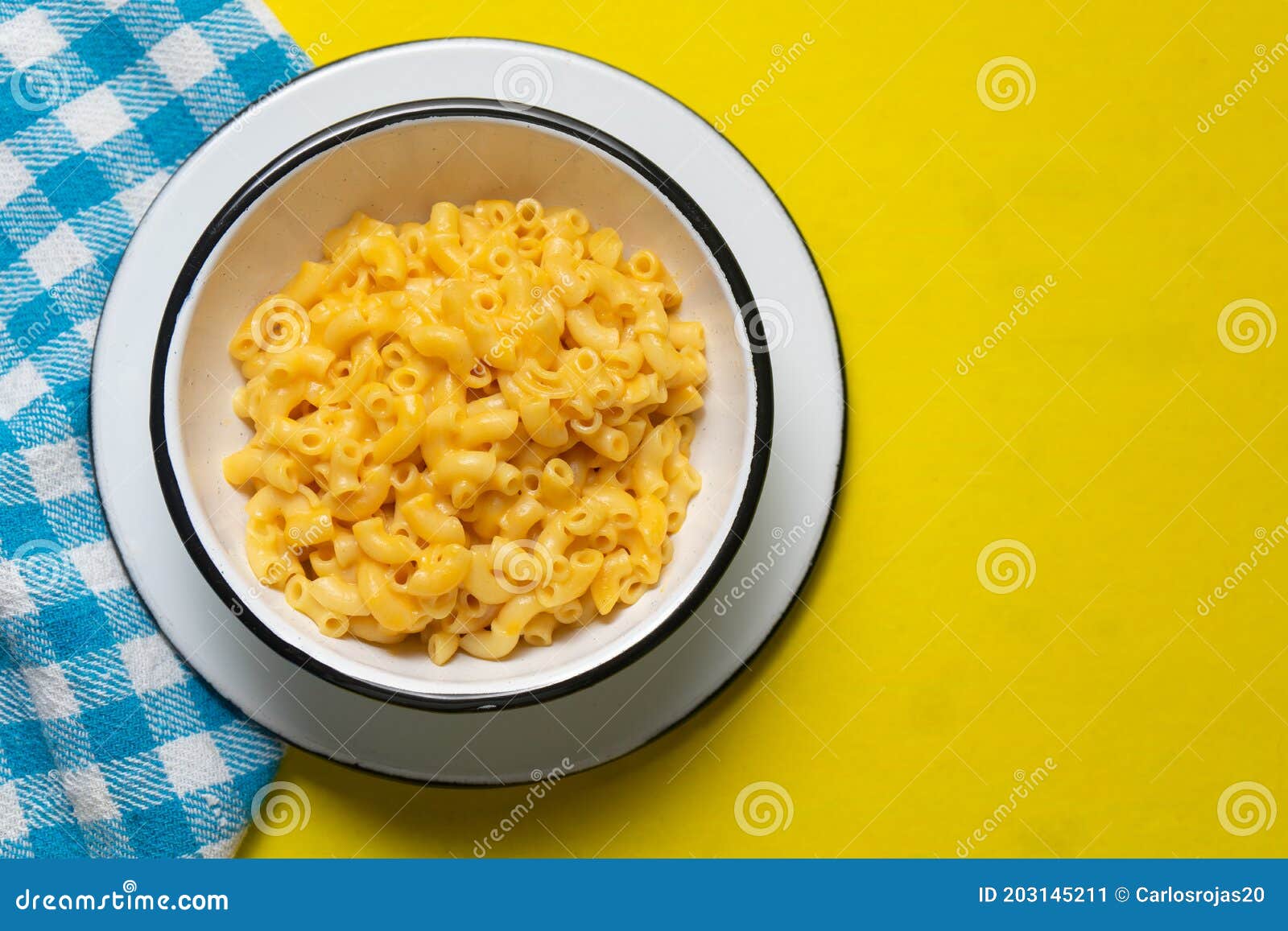 Creamy Mac and Cheese on Yellow Background Stock Image Image of dish