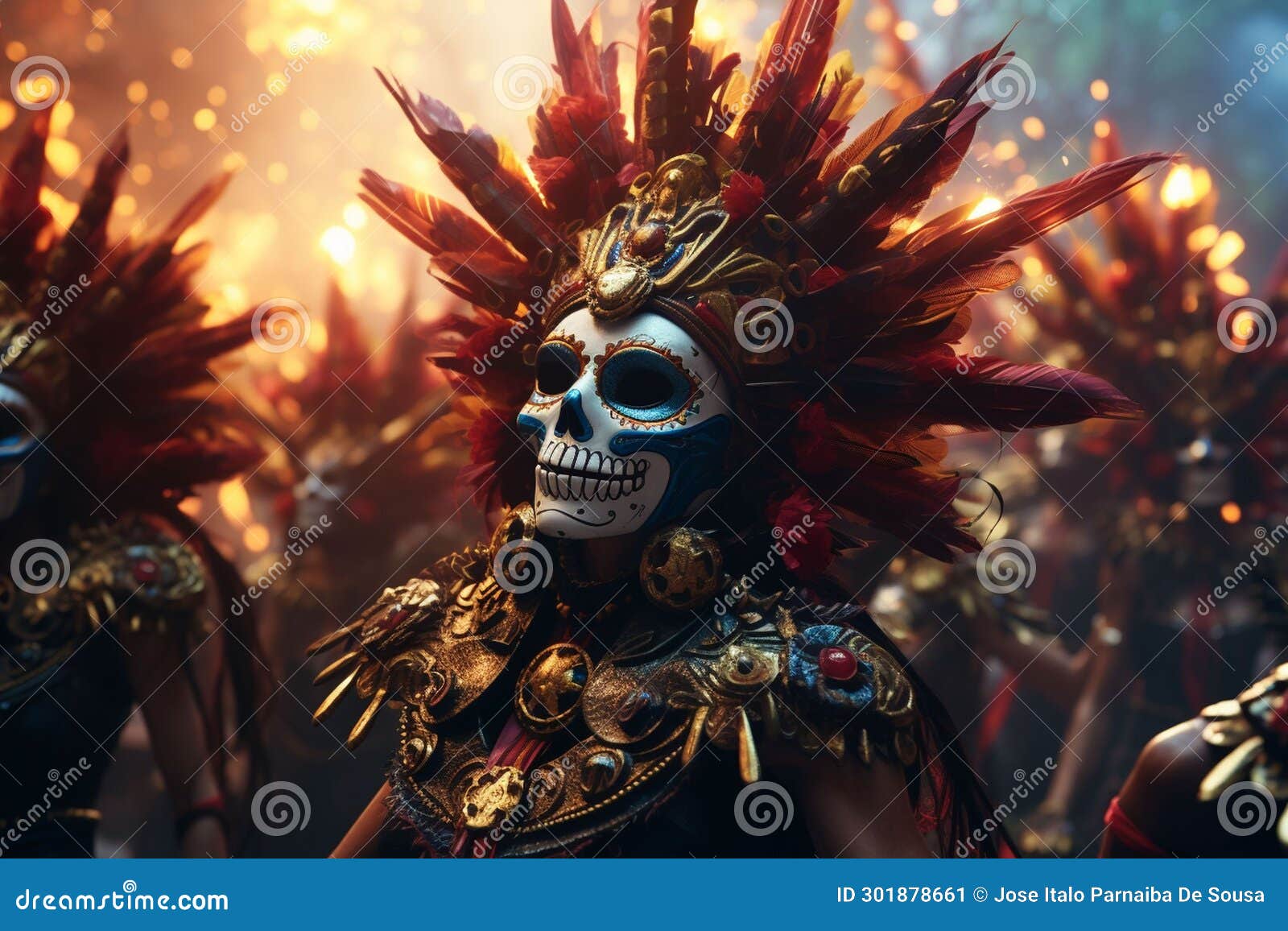 Traditional Day Of The Dead Aztec Dancers Stock Illustration traditional-day-of-the-dead-aztec-dancers-stock-illustration