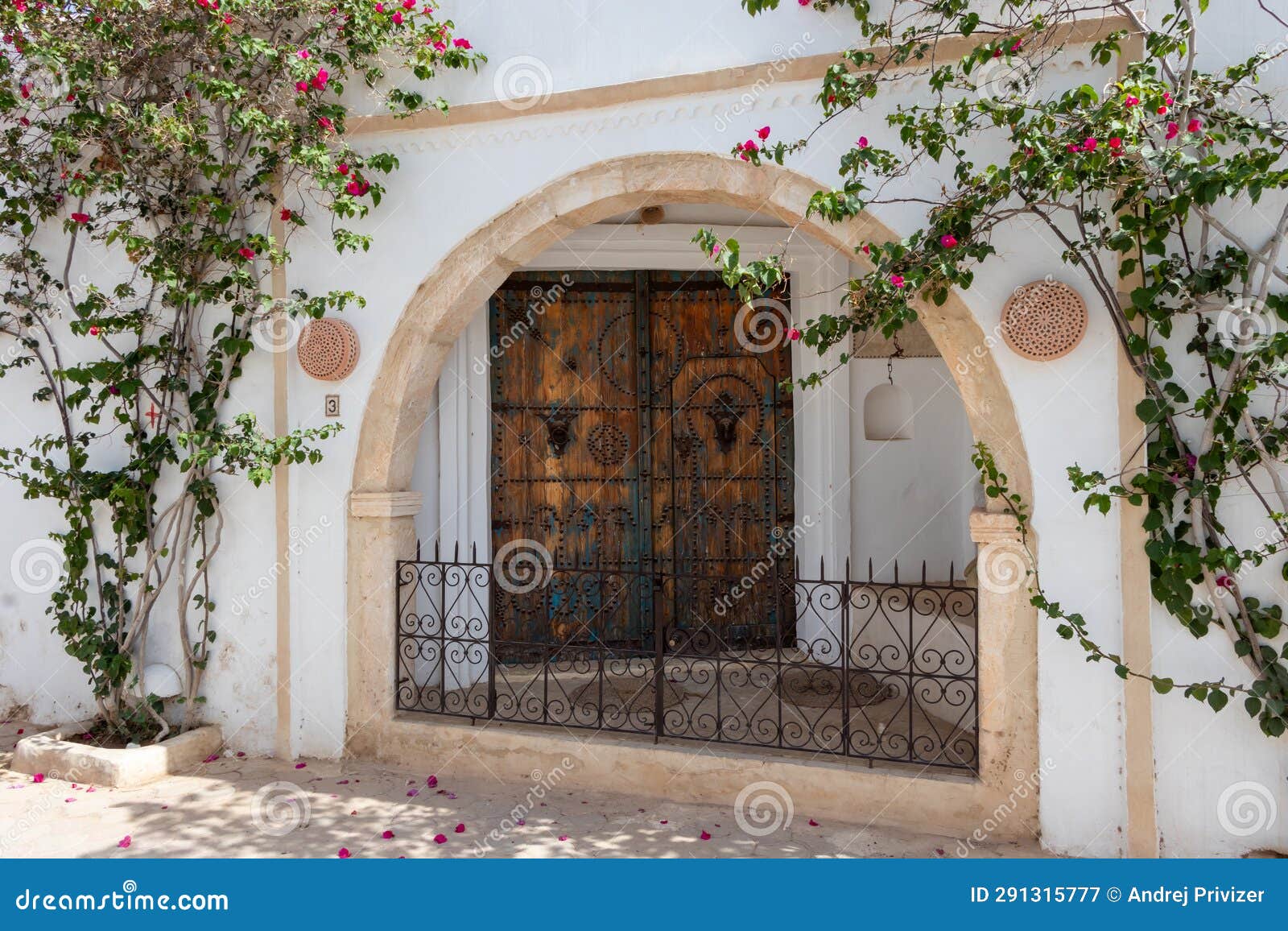 A Traditional Door with Pattern and Tiles, Hara Sghira Er Riadh ...