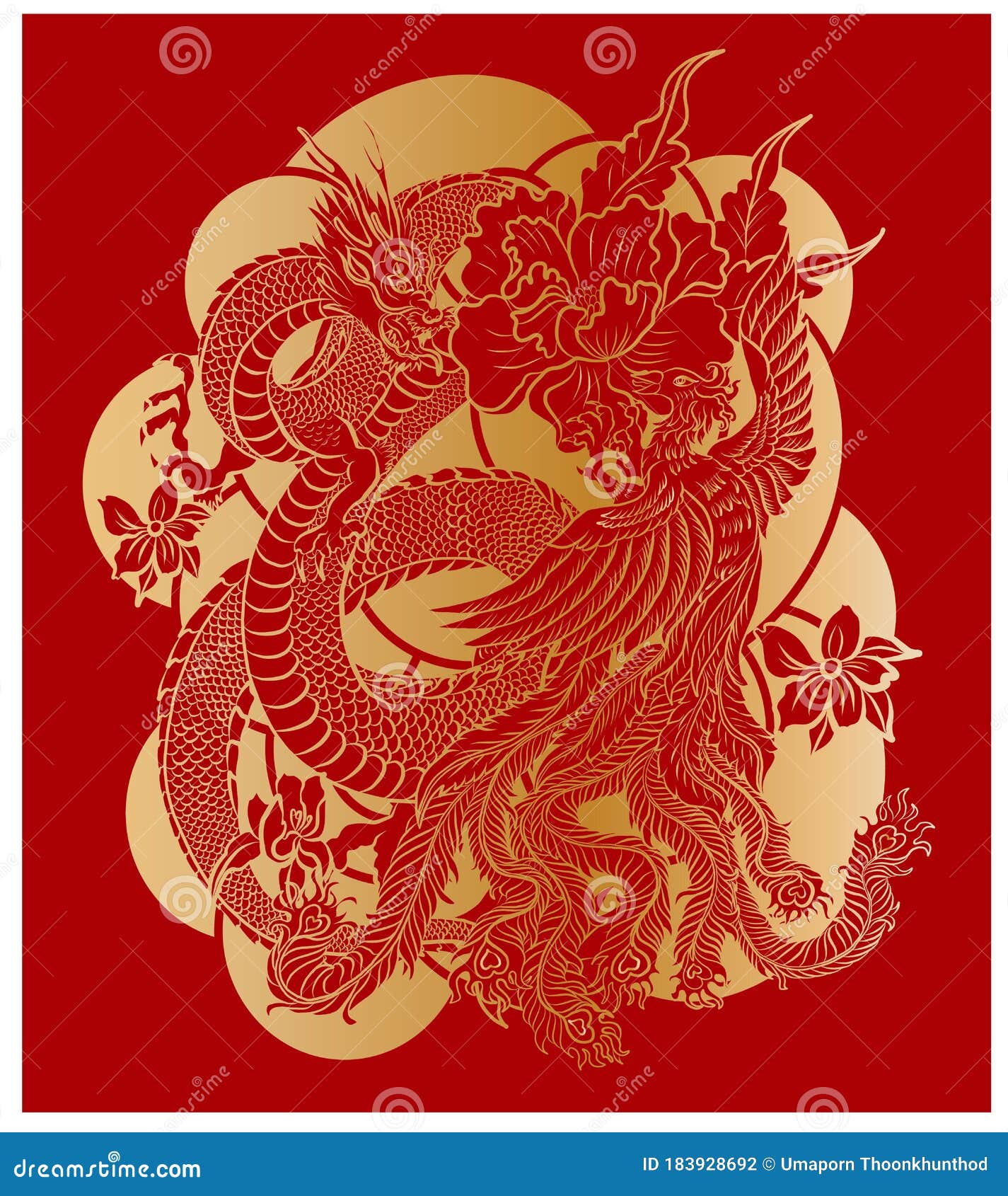 Traditional Dragon Battle with Phoenix for Tattoo Design. Stock Vector - Illustration of pattern, playing: 183928692 Traditional Dragon Battle with Phoenix for Tattoo Design. Stock Vector - Illustration of pattern, playing: 183928692