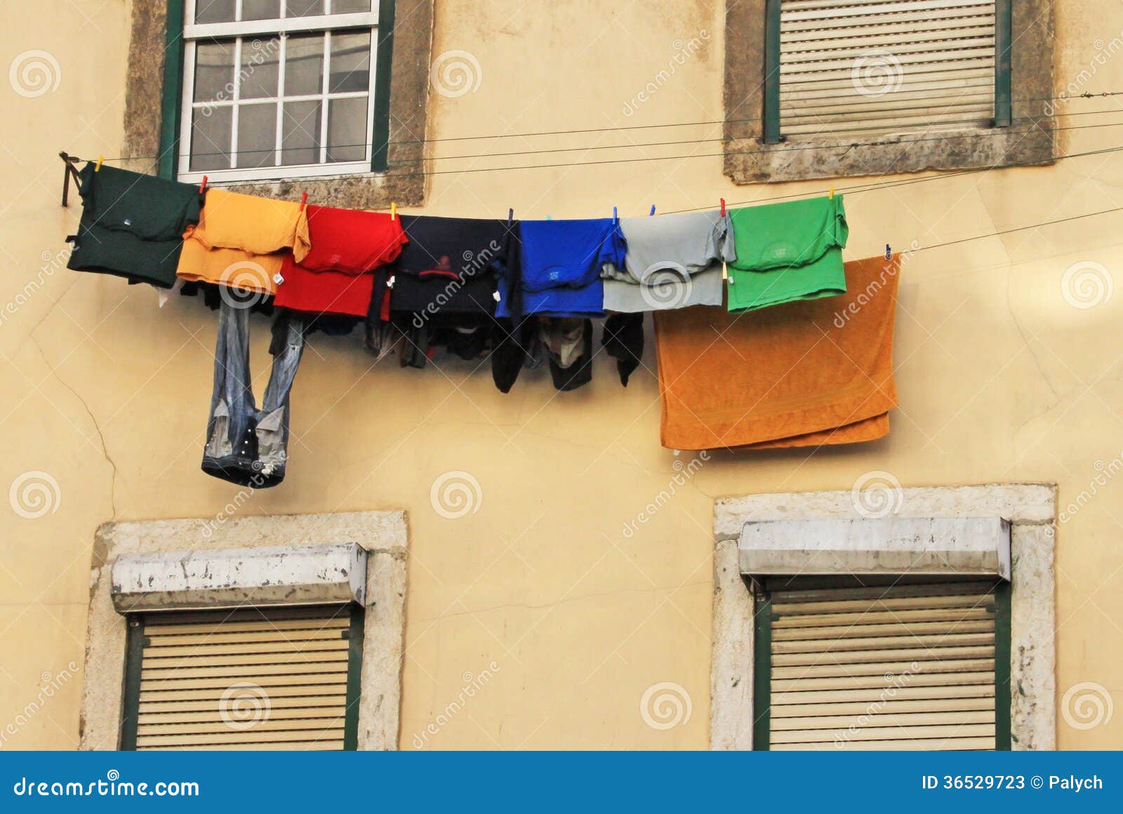 Traditional Drying the Linen Stock Image Image of colorful, portugal
